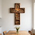 thumbnail image 6 of Vintage Wall Cross, 2D Flat Jesus Christ Religious Wall Easter Decoration Featuring Nativity Scene with Crucifixion Resurrection Figures, Gilded Frame in Golden Tones Ideal for Easter, 6 of 6