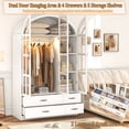thumbnail image 3 of Blotout Arched Armoire Wardrobe Closet with LED Light & Glass Doors, 78" Tall 3 Door Armoire Closet with 4 Drawers & 5 Storage Shelves, Large Bedroom Storage Clothes Organizer with Hanging Rod, 3 of 10