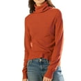 thumbnail image 7 of QIUOMBBP Turtleneck Tops for Woman Long Sleeve Crew Neck Thermal Shirts Lightweight Sweaters Fitted Soft Top Orange XL, 7 of 7