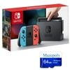 Used Nintendo Switch 32GB Console Video Games,Neon Red/Neon Blue Joy-Con with Mazepoly 64GB Memory Card