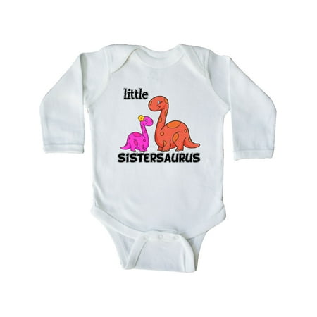 

Inktastic Little Sistersaurus Gift Baby Girl Long Sleeve Bodysuit