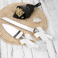 thumbnail image 3 of Juego de cuchillo y pala para pastel de boda, con cuchilla de acero inoxidable y mangos de cristal, decorado con cinta blanca, ideal para celebraciones nupciales. Incluye cuchillo y pala, perfecto, 3 of 6