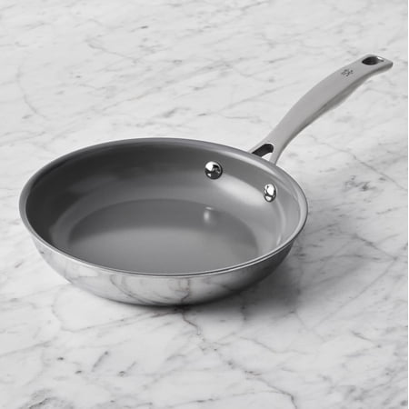 Clad H3 8-inch Induction Ceramic Nonstick Frying Pan, Stainless Steel, and Easy to Clean