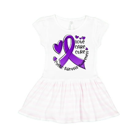 

Inktastic Love Care Cure Cystic Fibrosis Awareness Purple Ribbon Gift Toddler Girl Dress