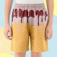 thumbnail image 4 of BloomJoy Toddler ce Cream Shorts Boy Girl 2-14T Summer Beach Preppy with Pockets Elastic Waist Ice Cream Drip Baseball Shorts 2-3 Years Coffee Summer Shorts, 4 of 5