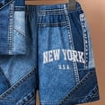 thumbnail image 7 of Hiijoy Toddler Boys Denim Outfits New York Print Short Sleeve T-Shirt Shorts Set,2-Piece, 7 of 7