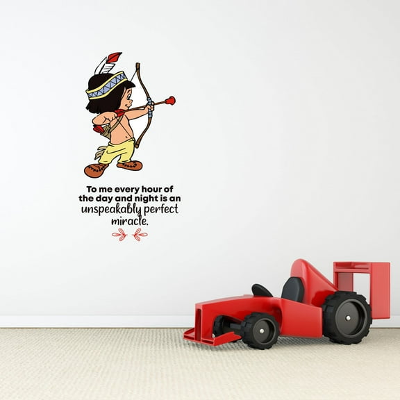 Miracle Indian Boy Arrow Life Quote Cartoon Quotes Decors Wall Sticker Art Design Decal for Girls Boys Kids Room Bedroom Nursery Kindergarten Home Decor Stickers Wall Art Vinyl Decoration (20x12 inch)