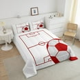 thumbnail image 3 of Football Comforter&nbsp;Set Twin Size Soccer Bedding Set Teens,Red and White Sports Themed Quilt Bed Set Football Field Down Comforter Room Decor with 1 Pillowcase, 3 of 6