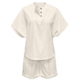 thumbnail image 5 of BOOMNY Womens 2 Peice Shorts Sets Solid Short Sleeve Tops Shorts Outfits for Women Summer Casual Matching Sets, 5 of 5