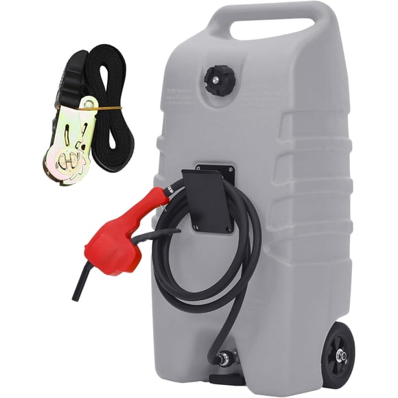 Eastvita 14-Gallon Portable Fuel Tank Gasoline Diesel Caddy with Manual Siphon Pump 10FT Hose Wheels for Car ATV Boat Lawn Mower Generator