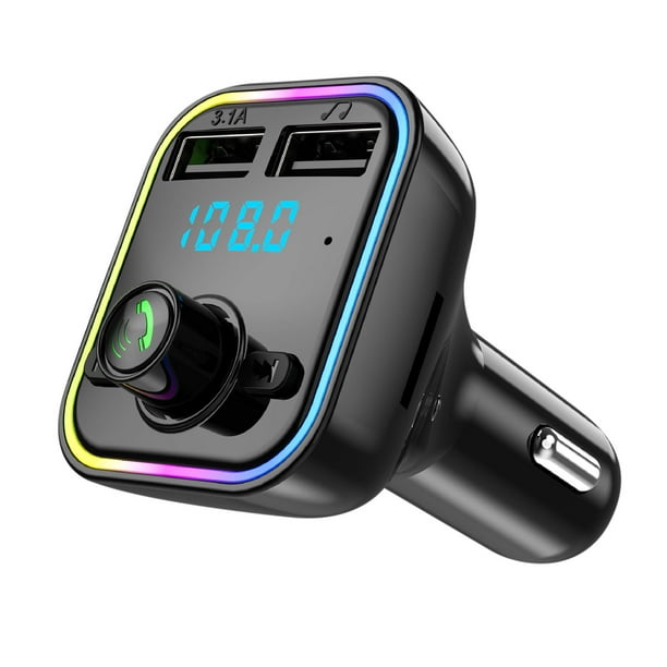 Chargeur Auto USB – Bluetooth – Kit Mains Libres – MP3 – Radio FM – Blanc/Or