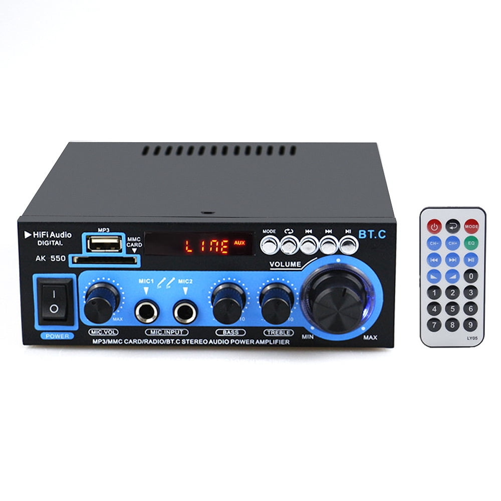 Mini Audio Power Amplifier BT Digital Audio AMP USB SD Slot MP3 Player LCD Display Dual