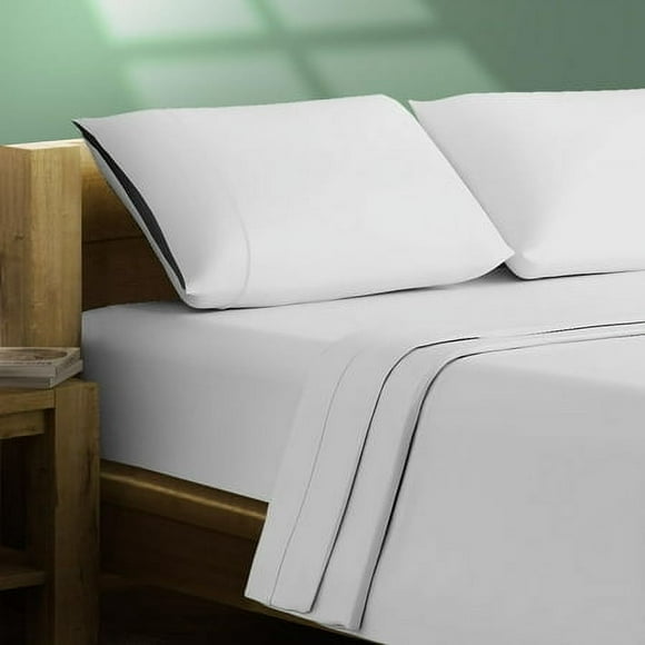 Texas Linen Co. 100% Organic Cotton Percale Sheets Twin Size - 3 Piece Twin Percale Sheet Set 16"" Deep Pocket Twin Percale Sheets Soft Crisp Cooling Sheets Dorm Room Sheets Twin Size - Light Gre