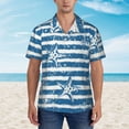 thumbnail image 4 of Kll Men'S Hawaiian Shirt Short Sleeve Button Down Beach Shirts-Ocean On Striped, 4 of 8