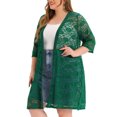 thumbnail image 4 of Agnes Orinda Women's Plus Size Cardigans Lace Lightweight Knit 3/4 Sleeves Cover Up Cardigans 2X Green, 4 of 6