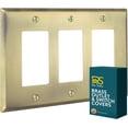 thumbnail image 1 of Rio Salto BRASS Signature Collection Standard Size Vintage Gold Triple Rocker Light Switch Metal Wall Plate Outlet Cover Wall Plate Receptacle Wallplate Covers Matte Brass (Rocker, 3-Gang), 1 of 5