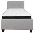 thumbnail image 5 of Emma + Oliver Twin Two Button Tufted Platform Bed/Memory Foam Mattress-Light Gray Fabric, 5 of 6