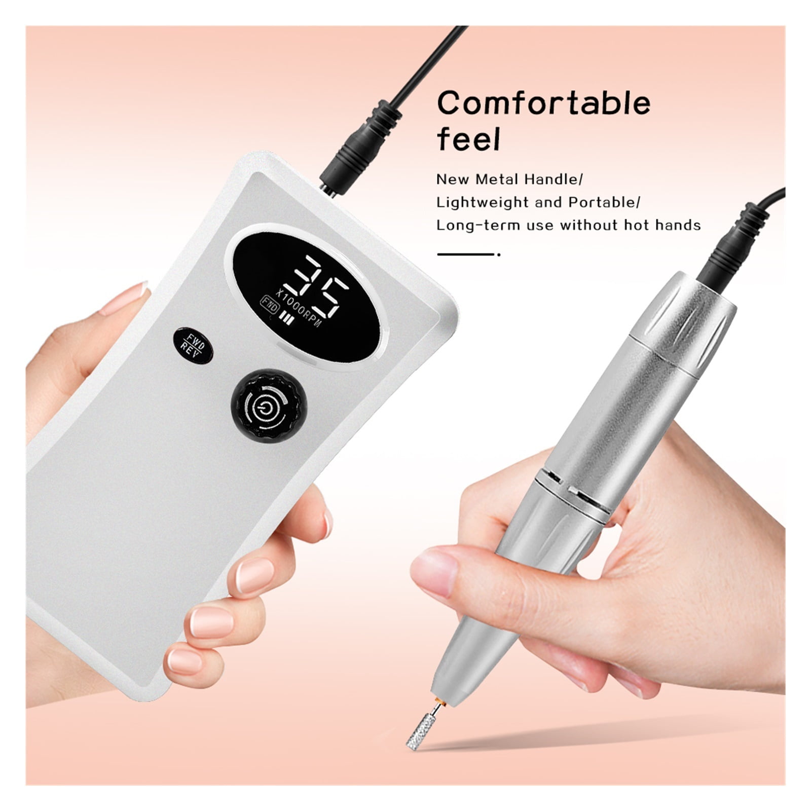 35000 RPM Nail Drill, Manicure Electric Nails Drill Machine With LED, Rechargeable Salon Gel Nail Polish Sander ,Professional Tool ,Low Noise