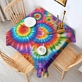 thumbnail image 2 of Colorful Rainbow Tie Dye Spiral Pattern Square Tablecloth,Waterproof Square Table Cover,Wipeable Spillproof Washable Table Cover for Home Kitchen Party Decor 60"x60"(152x152cm), 2 of 6