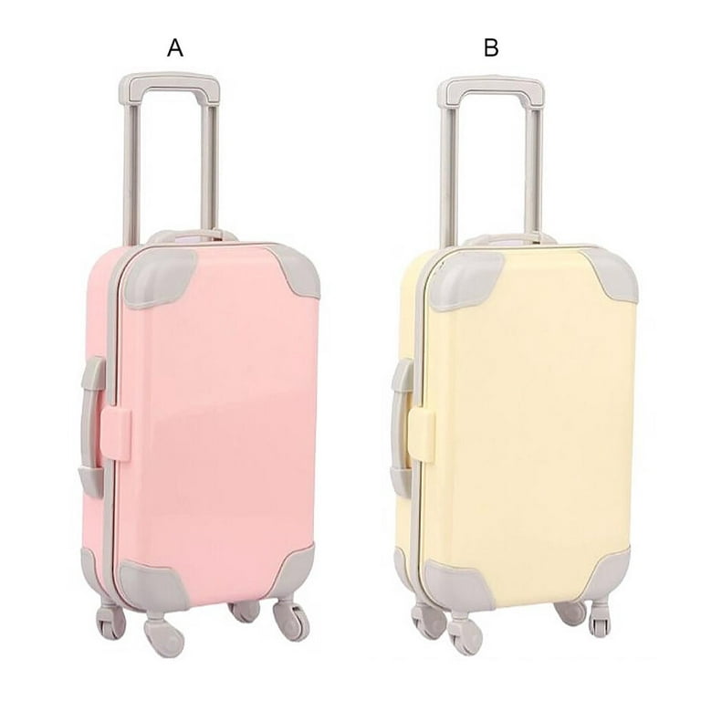 Adven Mini Suitcase Toy Luggage Toys Lightweight Waterproof Doll Accessories Colorful Furniture Kids Plaything Travel Train Suitcases Yellow