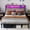 Full Gray, variant on Leumius King Size Bed Frame with Headboard, Platform Bed with RGB LED Light & Charging Station & Under Bed Storage Space, Easy Assembly, Gray