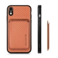 thumbnail image 7 of Cutyskin Carbon Fiber Texture PU Leather Case for iPhone XR, with Detachable Card Holder, Compatible Magsafe Charging, Ultra Thin Design Shockproof Phone Case for iPhone XR, Brown, 7 of 7
