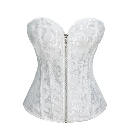 GXFC Women Fashion Basic Zip Up Corset Off Shoulder Sleeveless Bustier Overbust Corset Baby Shaper Lingerie Tops Size XS-6XL