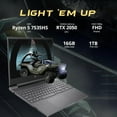 thumbnail image 2 of HP Victus 15.6" FHD 144Hz Gaming Laptop, AMD Ryzen 5 7535HS Processor, 16GB DDR5, 1TB SSD, NVIDIA GeForce RTX 2050, Backlit Keyboard, HD Webcam, Gray, Win 11 Pro, 128GB Hotface Extension Set, 2 of 9
