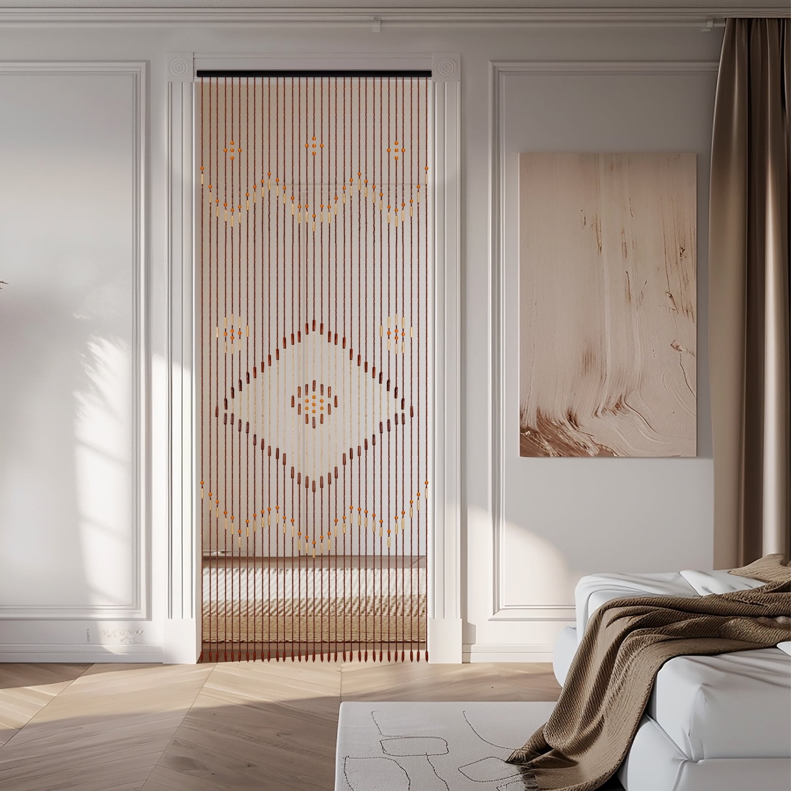 31 Strings Chocolate Brown Door Curtains Beaded Wooden Curtain Bead Curtain for Home Doorways Wardrobes Windows Bedroom Doors