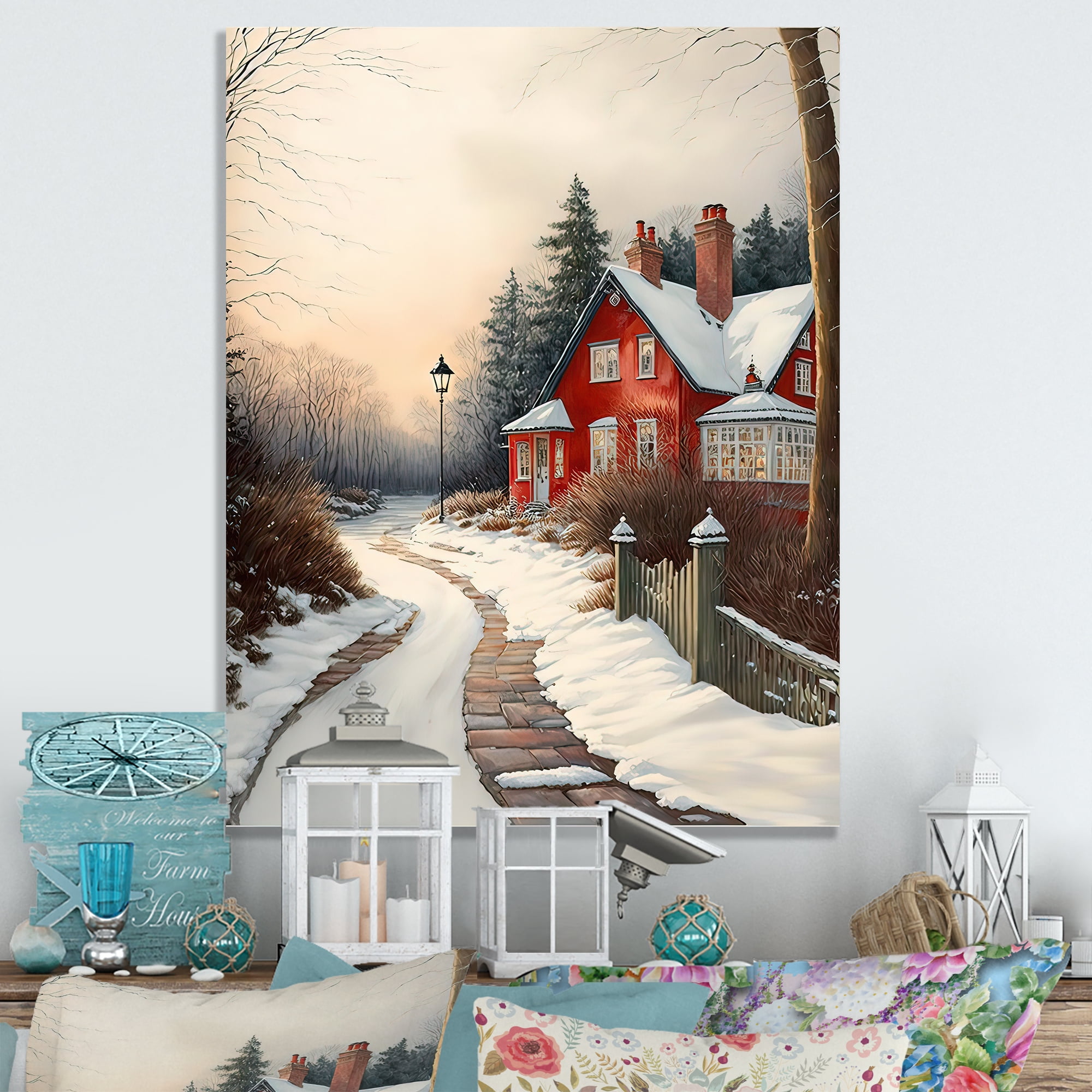 Designart Cold Winter View On The Country I Canvas Wall Art