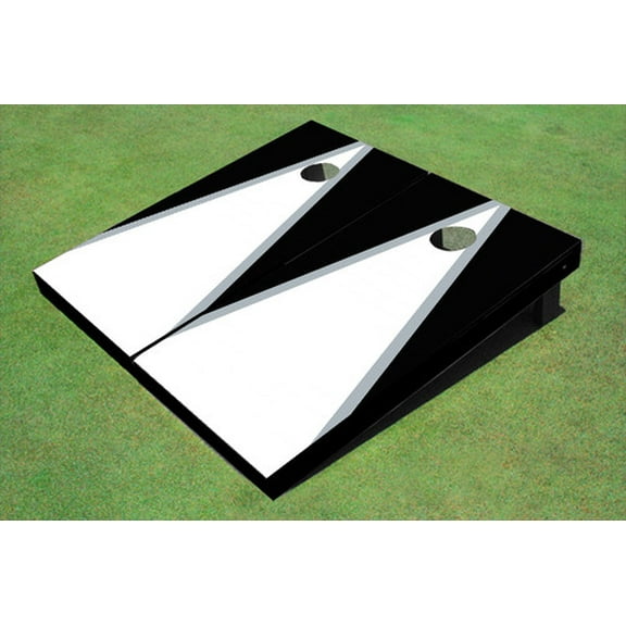 White And Black Matching Triangle Custom Cornhole Board