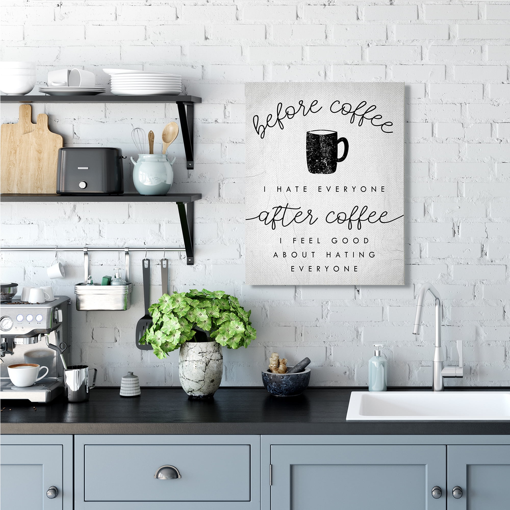 Stupell Industries Before Coffee Hate Everyone Quote Kitchen Humor,24 x 30,Designed by Daphne Polselli