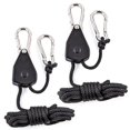 thumbnail image 3 of Un par de poleas para acampar y hacer senderismo, con trinquete de cuerda, para colgar herramientas al aire libre, equipo de supervivencia EDC, gancho para colgar la luz de la tienda de campaña, 3 of 5
