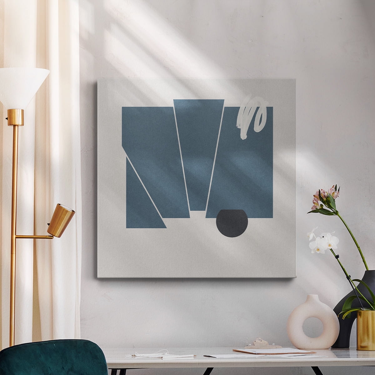 Wexford Home Blue Felt IV-Premium Gallery Wrapped Canvas, 40" x 40" - Ready to Hang