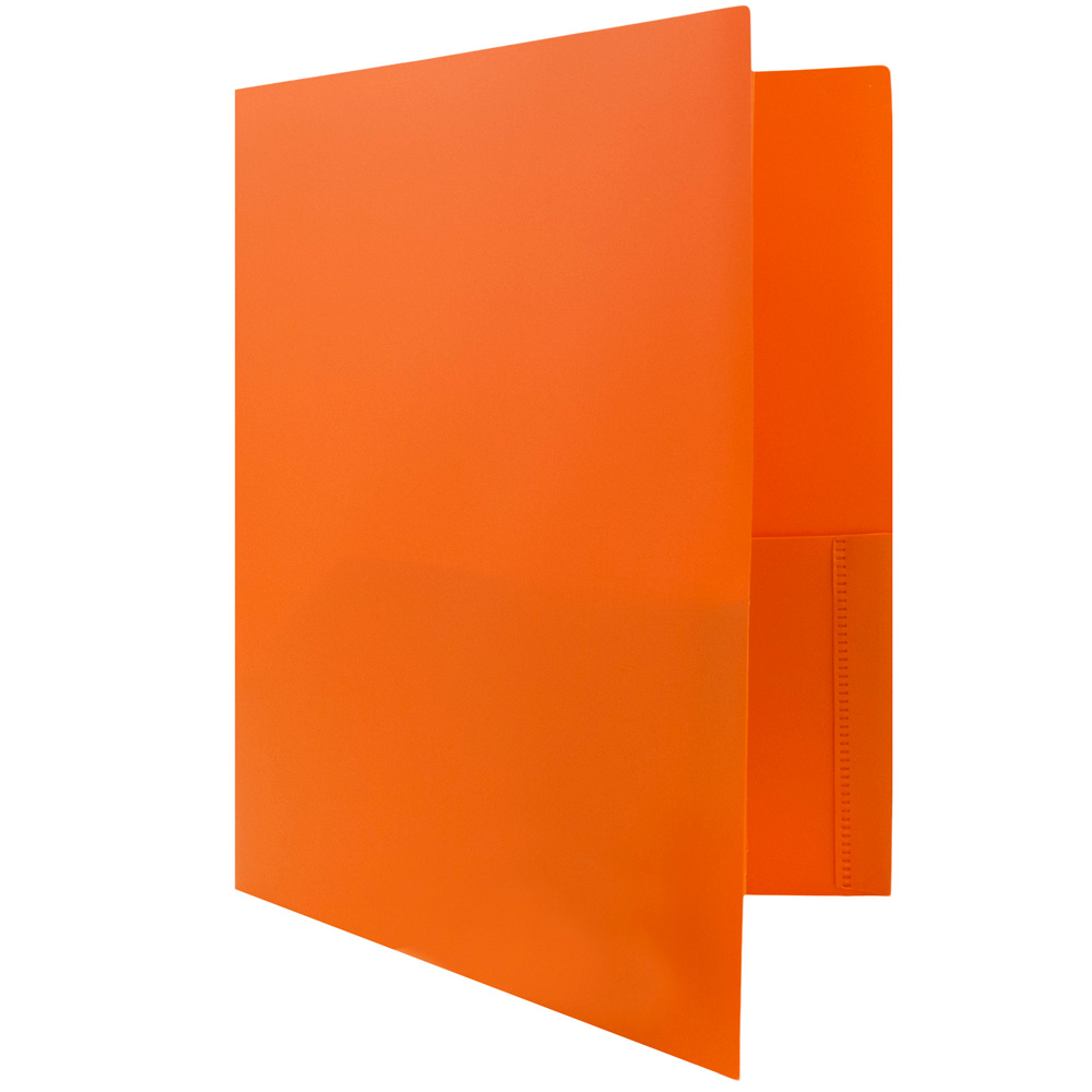 JAM Plastic 2 Pocket School POP Folders, Orange, 6/Pack