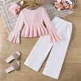 thumbnail image 4 of Afdoent Girls 2 Piece Outfit Cute Long Sleeve Top And Pants Outfit Fall Two Piece Set For Kids Fall Winter Clothing Set 9-10 Years, 4 of 9
