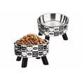 thumbnail image 1 of 2pcs Plato Comedero Elevado Acero Inoxidable Para Gato Perro Xtellar blanco, 1 of 4