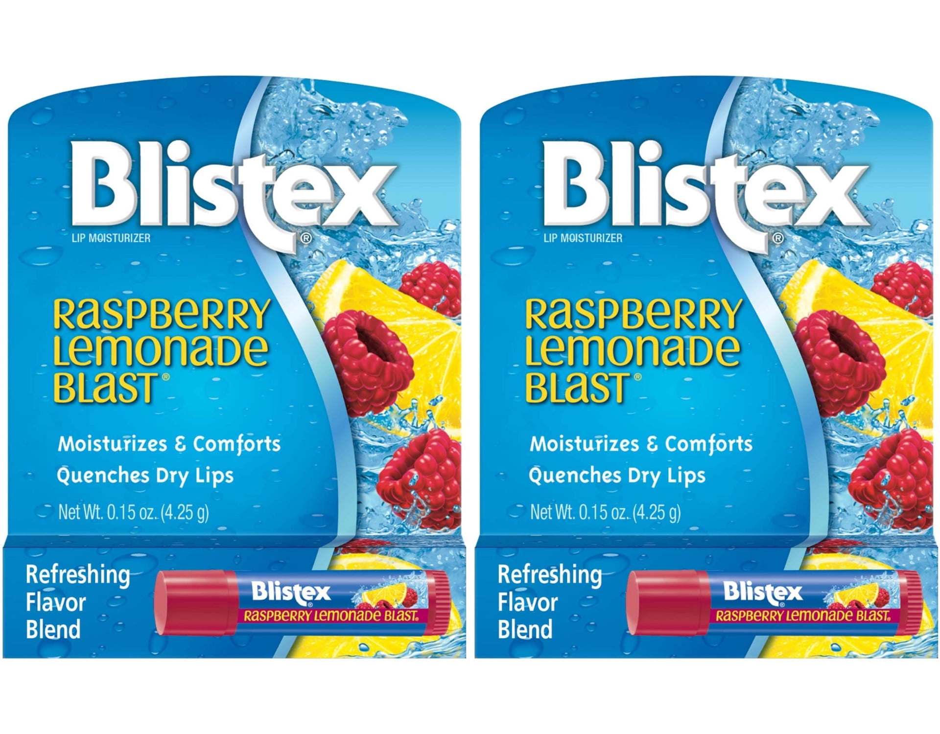 2 Pack Blistex Raspberry Lemonade Blast Fruit Blend Lip Balm, .15 Oz Each