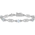 thumbnail image 3 of Sterling Silver Rhodium-Plated Diamond Aquamarine Bracelet (7 X 5) Made In China qx885aq, 3 of 5