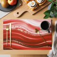 thumbnail image 2 of Red Waves Abstract Placemats Set of 4, Ombre Fluid Water Ripple Striped Placemats for Dining Table, Place Mats for Kitchen Tabletop, Waterproof Wipeable Dining Table Mats Set, 2 of 9