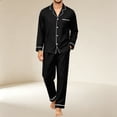 thumbnail image 5 of Iaqnaocc Pajama Set for Men Cozy Soft Casual 2 Piece Set Long Sleeve Top and Pants Lightweight Loungewear Black S, 5 of 6