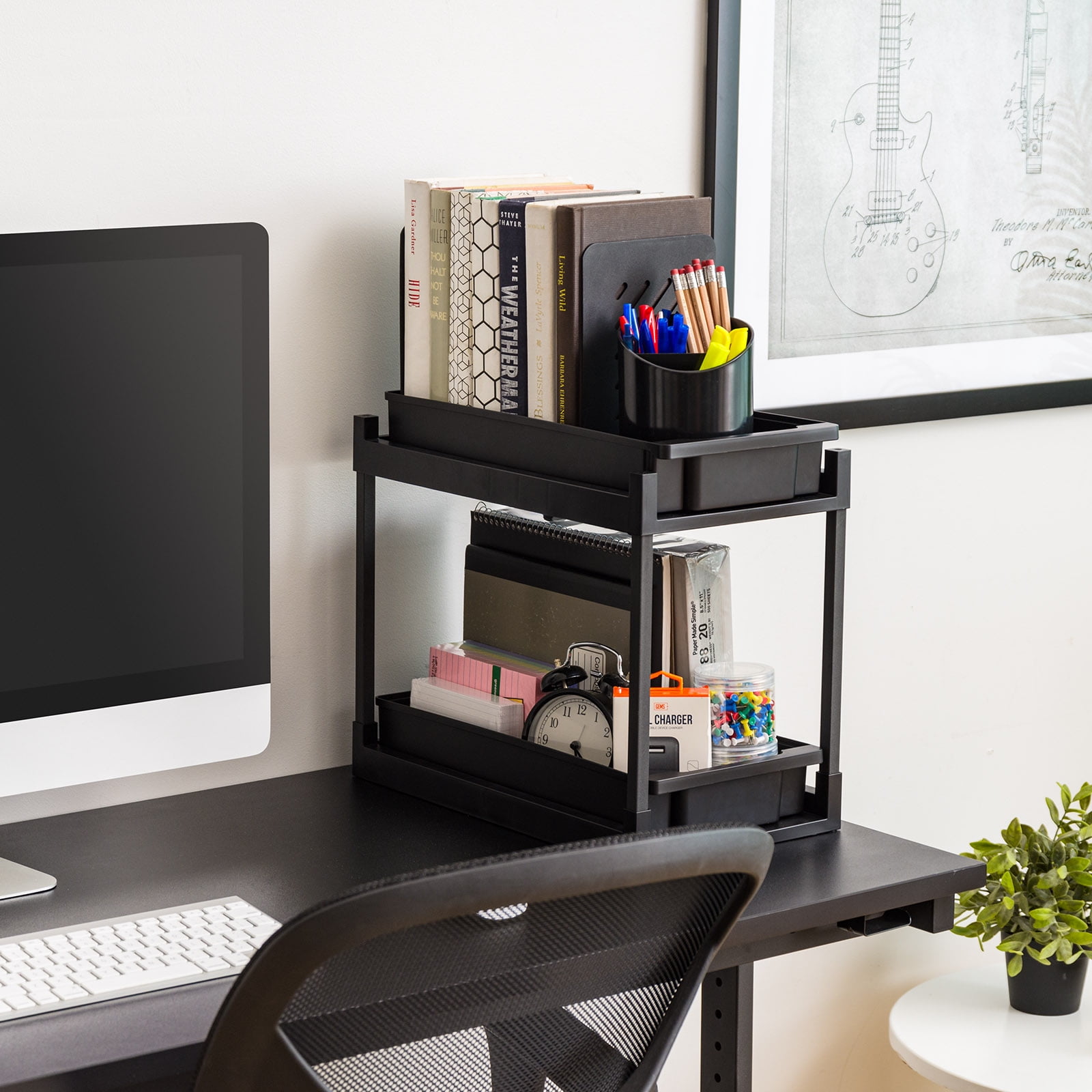 IRIS 2 Tier Under Sink Organizer, Storage with Sliding Drawers - Versatile solution for Office, 2Pk