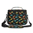 thumbnail image 2 of Dinosaur and Geometric Black Pattern Insulated Lunch Box for Women Men, Medium Leakproof Cooler Bag with Adjustable Strap, 10"x6.7"x8", 2 of 6