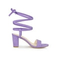 thumbnail image 3 of BLISSFUL STEP Women's Open Toe Lace up Block High Heels Sandals Purple 8, 3 of 7