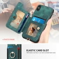 thumbnail image 2 of Wallet Case for iPhone X / XS, Ring Holder Kickstand Retro Premium Leather Credit Card Holder [ RFID Blocking ] Case with Wrist Strap Back Magnetic Clasp Flip For iPhone X / XS, Green, 2 of 14