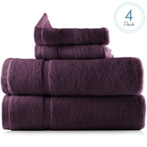 Clara Clark Bath Towels Set, 100% Cotton Luxury Softness 4 Pc Set, Purple