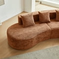 thumbnail image 4 of Modern Curved 5-Seater Sectional Sofa Couch | Plush Velvet Upholstery in Beige, Orange, Gray | Spacious & Stylish Living Room Furniture | Easy Assembly | 109" L, 4 of 7