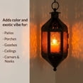 thumbnail image 3 of Hanging Decor Moroccan Lamp Decorative Lantern Indoor Outdoor Candle Holder for Patio or Porch, Weddings, Halloween, Christmas, Amber Glass, 3 of 11