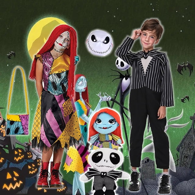Disfraces de Halloween para niñas, cosplay para niños, ropa de carnaval 2024, Pesadilla antes de Navidad, conjunto de princesa Sally para niños y niñas
