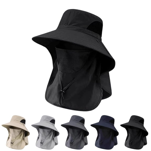 UV Protection Outdoor Fisherman Hat with Detachable Face Cover & Neck Flap, Adjustable Summer Sun Hat for Fishing & Hiking
